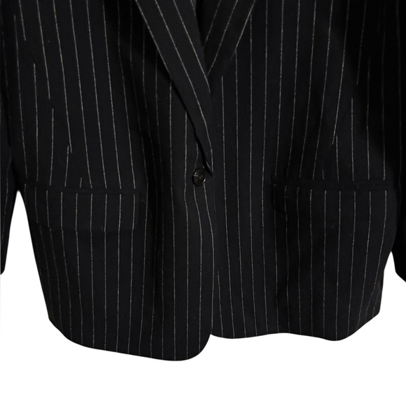 Madewell Black Pinstripe Wool Blend Single Button Blazer Size 12 - Picture 2 of 8